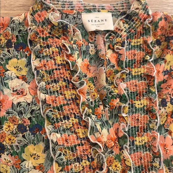 Sezane Floral Ruffle Blouse - Picture 2 of 7